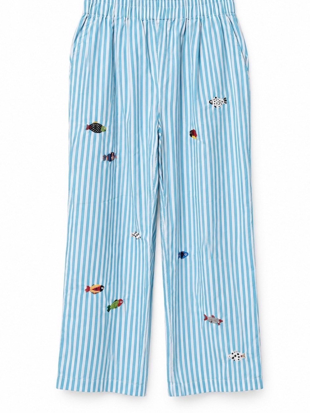 Anthropologie Celandine Striped Embroidered Pull-On Pants  M